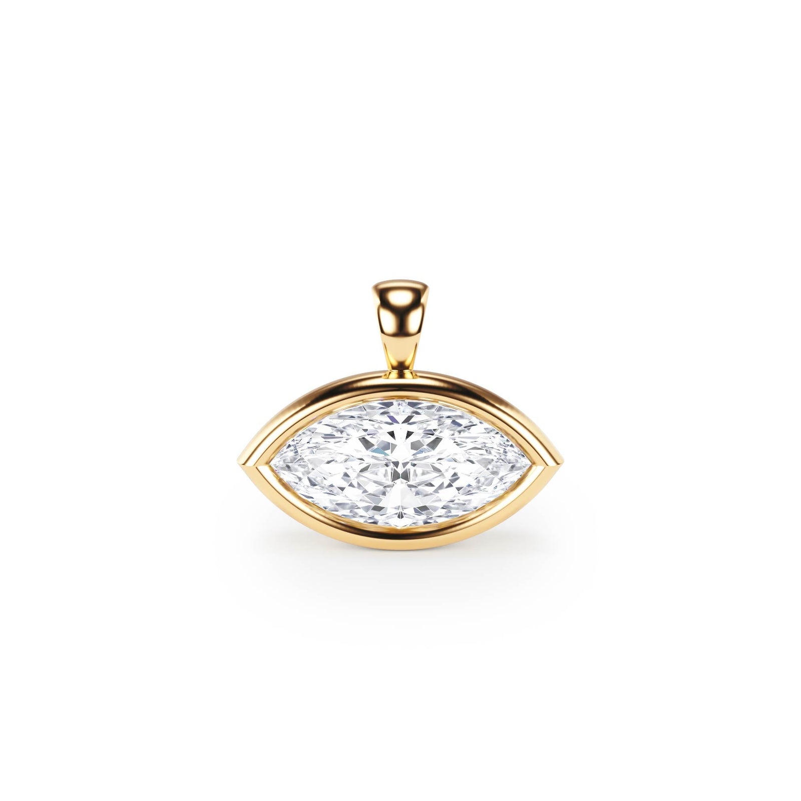 Celeste East - West Bezel Marquise Diamond Pendant - P1115 in Necklace by 18 KARATS INC.
