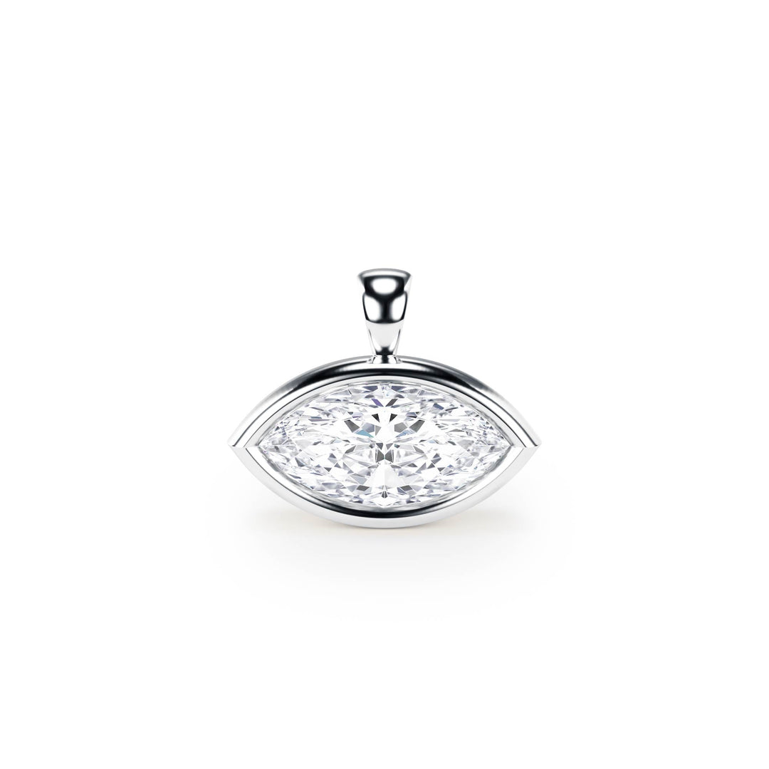 Celeste East - West Bezel Marquise Diamond Pendant - P1115 in Necklace by 18 KARATS INC.