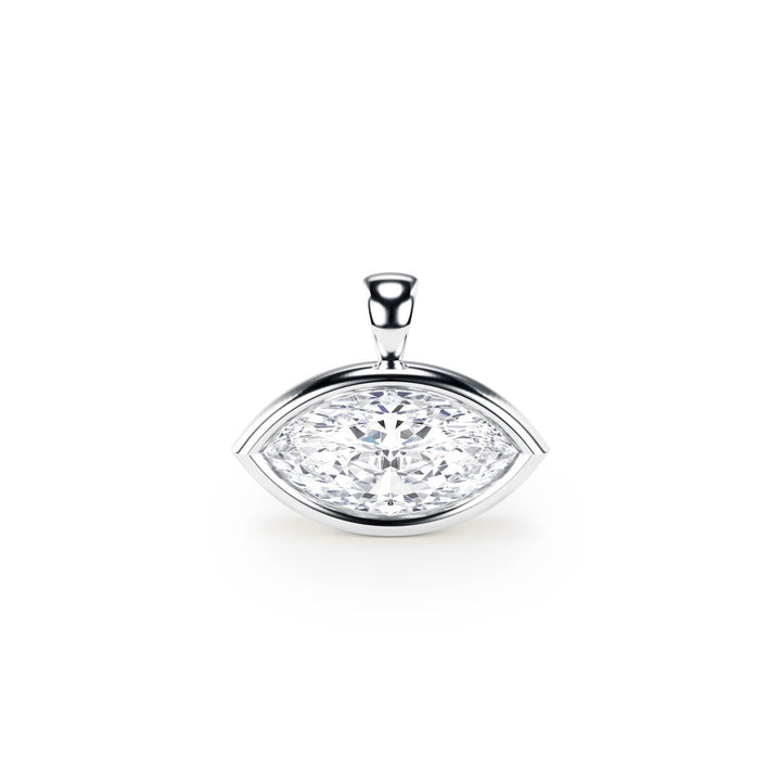 Celeste East - West Bezel Marquise Diamond Pendant - P1115 in Necklace by 18 KARATS INC.