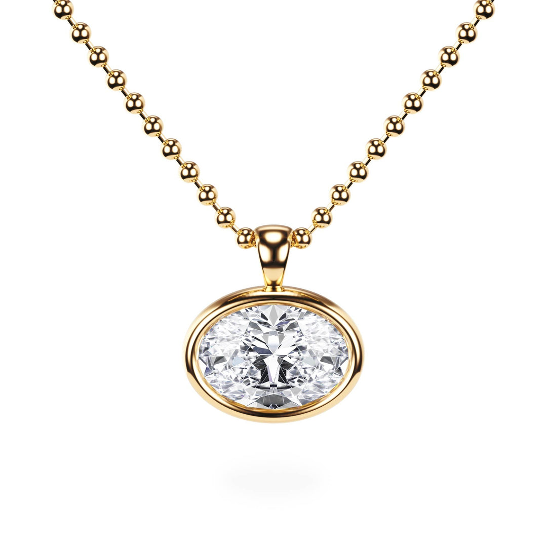 Celeste East - West Bezel Oval Diamond Necklace - P1114 in Necklace by 18 KARATS INC.