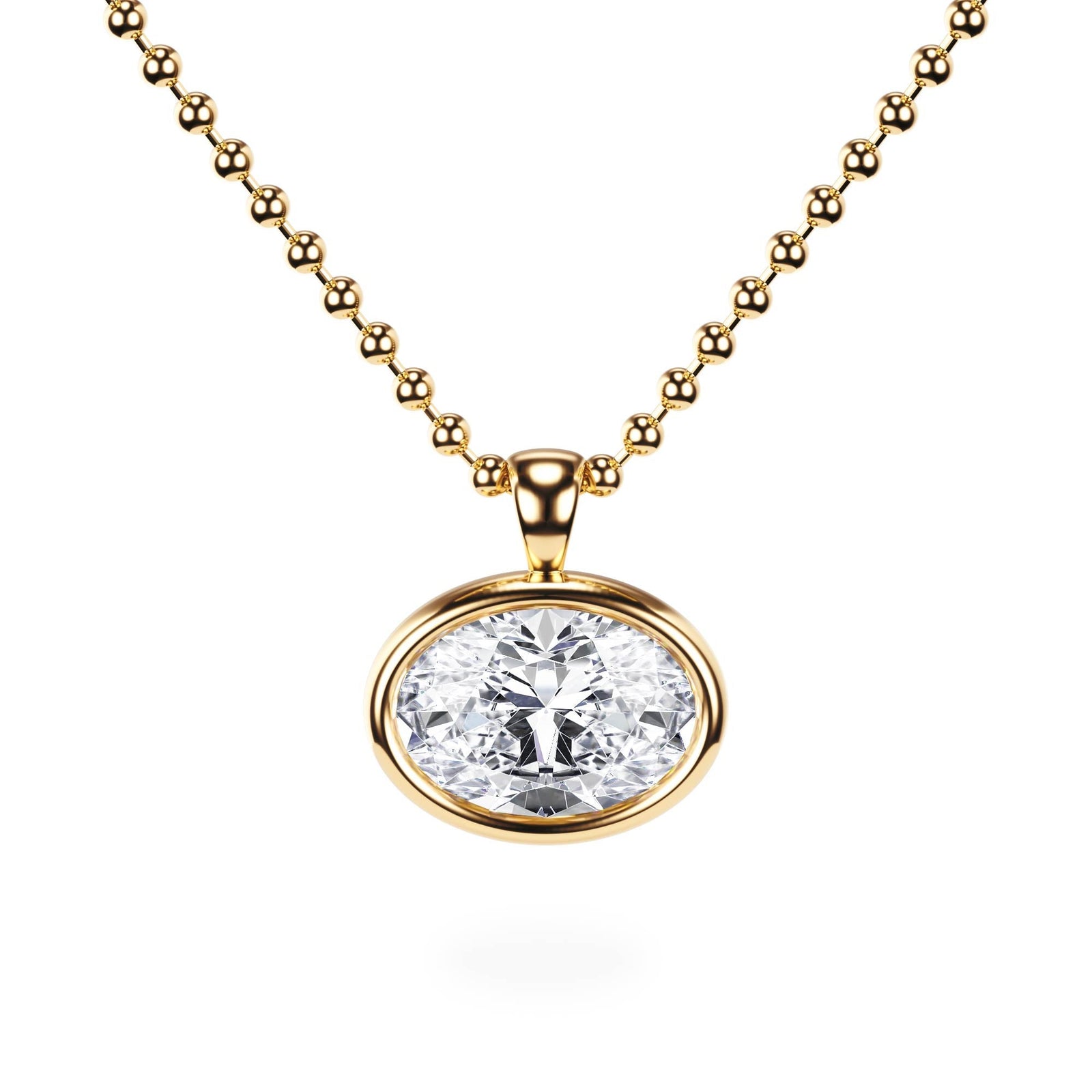 Celeste East - West Bezel Oval Diamond Necklace - P1114 in Necklace by 18 KARATS INC.