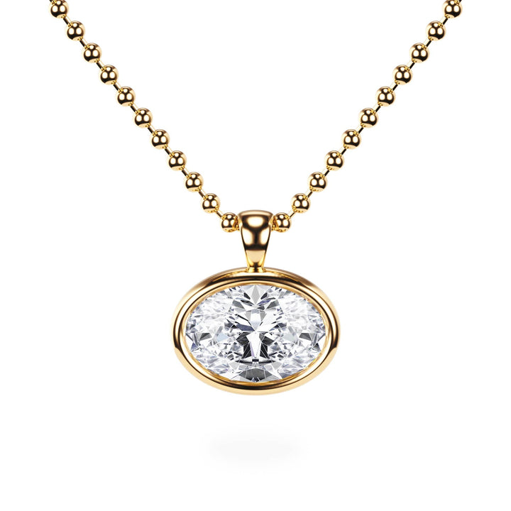Celeste East - West Bezel Oval Diamond Necklace - P1114 in Necklace by 18 KARATS INC.