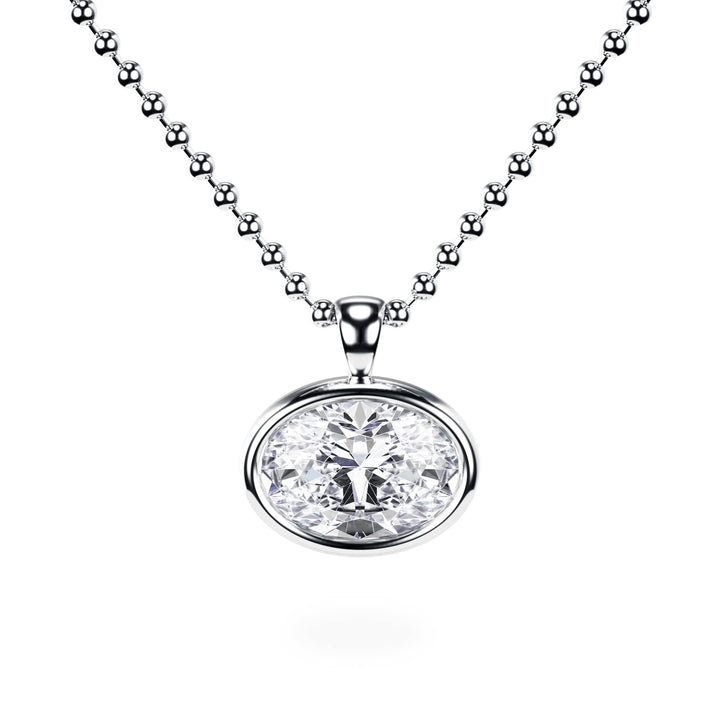 Celeste East - West Bezel Oval Diamond Necklace - P1114 in Necklace by 18 KARATS INC.
