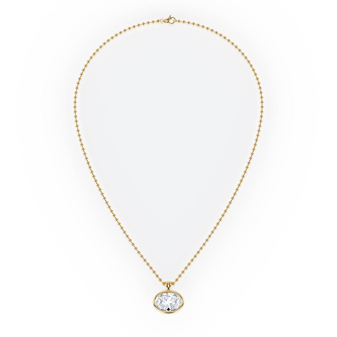 Celeste East - West Bezel Oval Diamond Necklace - P1114 in Necklace by 18 KARATS INC.