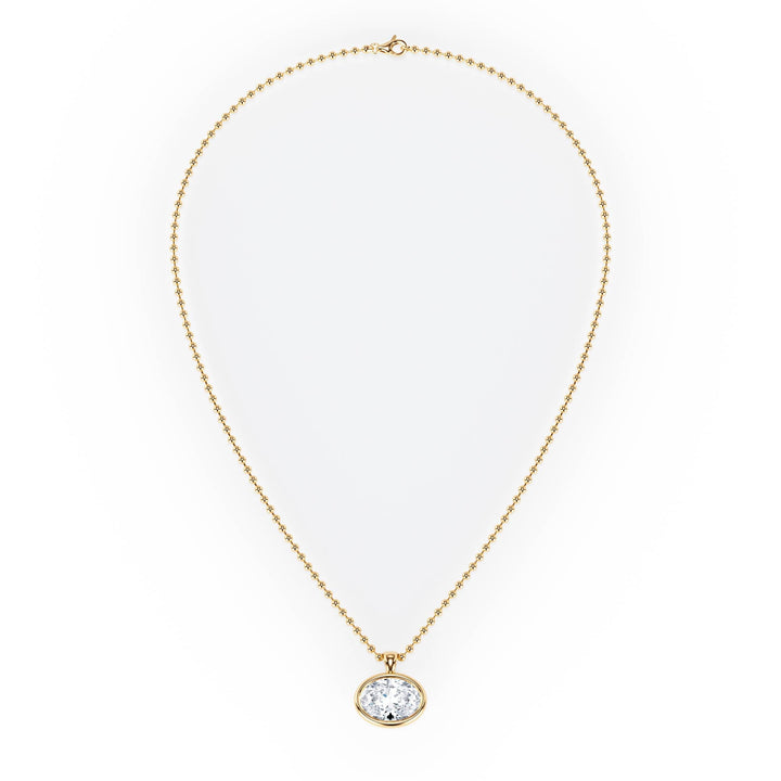 Celeste East - West Bezel Oval Diamond Necklace - P1114 in Necklace by 18 KARATS INC.