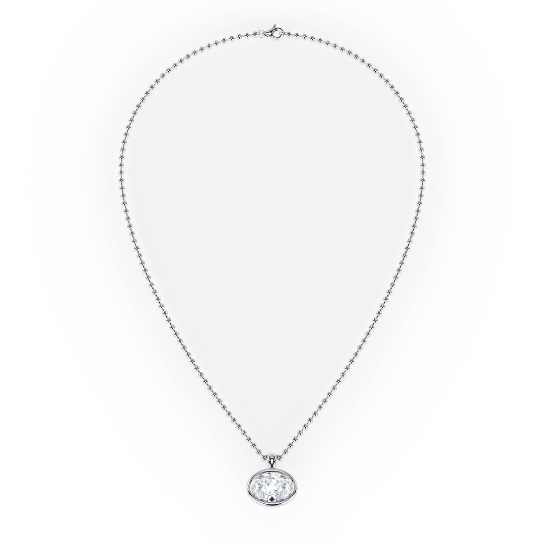 Celeste East - West Bezel Oval Diamond Necklace - P1114 in Necklace by 18 KARATS INC.