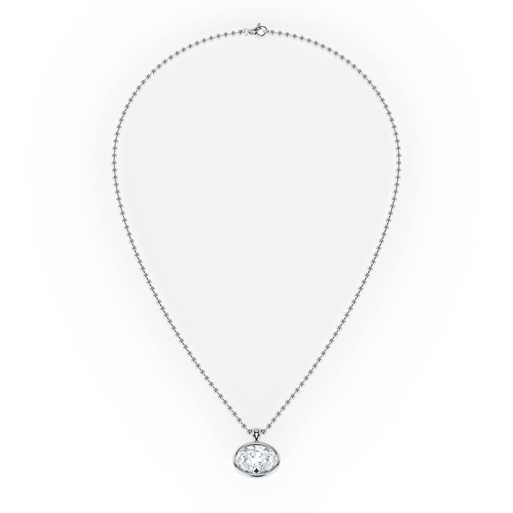Celeste East - West Bezel Oval Diamond Necklace - P1114 in Necklace by 18 KARATS INC.