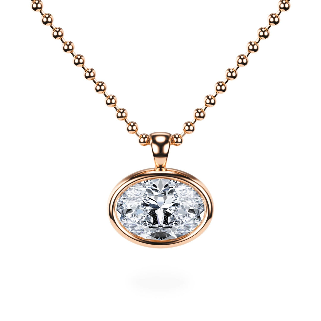 Celeste East - West Bezel Oval Diamond Necklace - P1114 in Necklace by 18 KARATS INC.