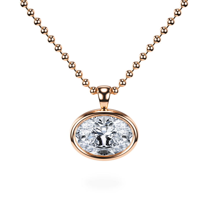 Celeste East - West Bezel Oval Diamond Necklace - P1114 in Necklace by 18 KARATS INC.