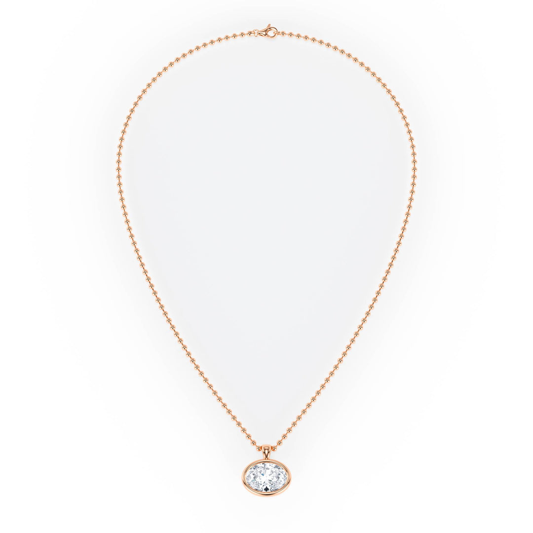 Celeste East - West Bezel Oval Diamond Necklace - P1114 in Necklace by 18 KARATS INC.