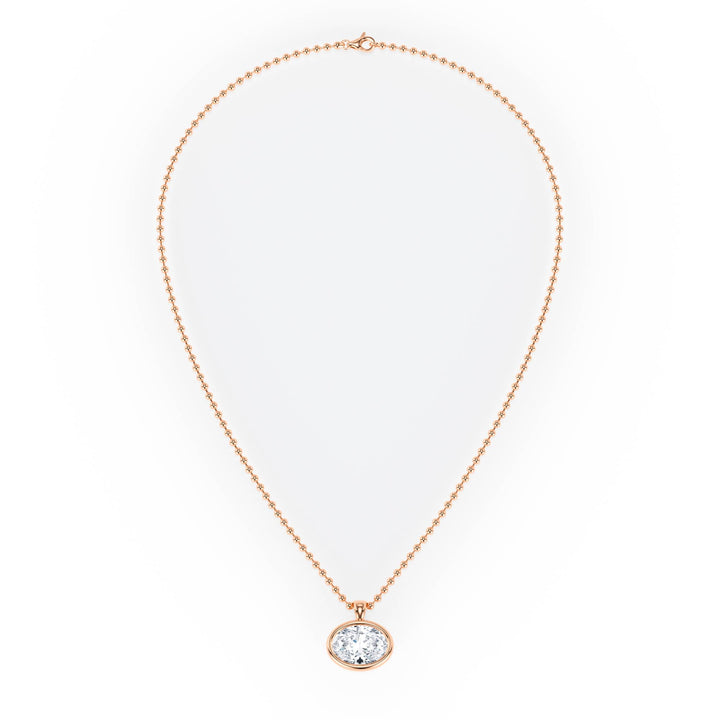 Celeste East - West Bezel Oval Diamond Necklace - P1114 in Necklace by 18 KARATS INC.