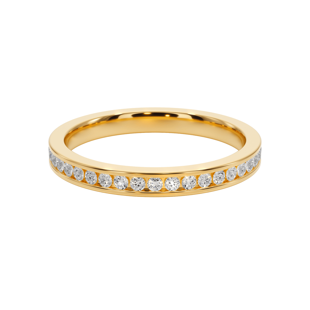 Channel Round Diamond Wedding Band - B1001 in Wedding Bands by 18 KARATS INC.