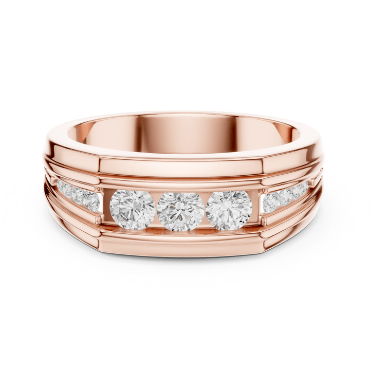 Channel Set Round Diamond Men's Band - B1136 in Wedding Bands by 18 KARATS INC.