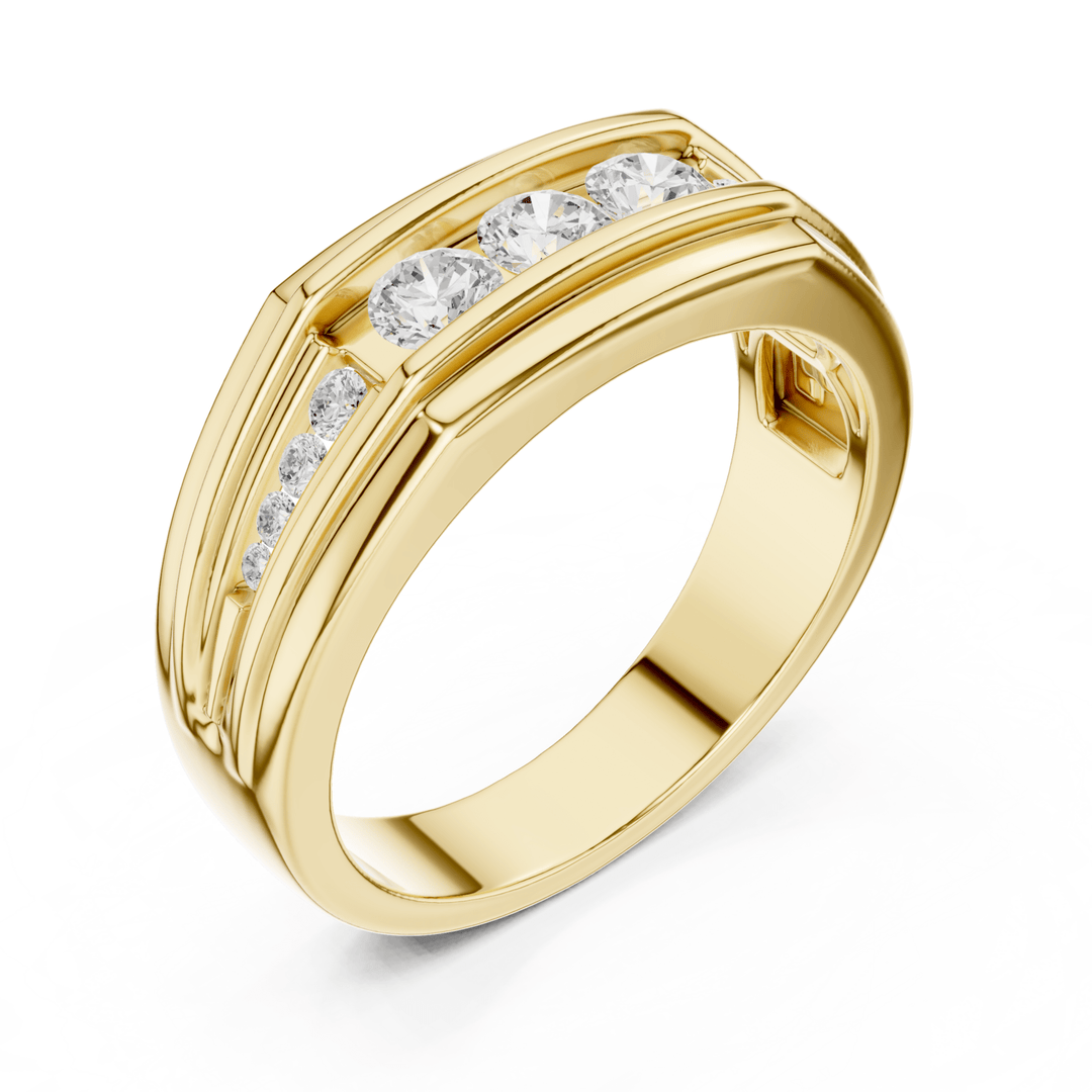 Channel Set Round Diamond Men's Band - B1136 in Wedding Bands by 18 KARATS INC.