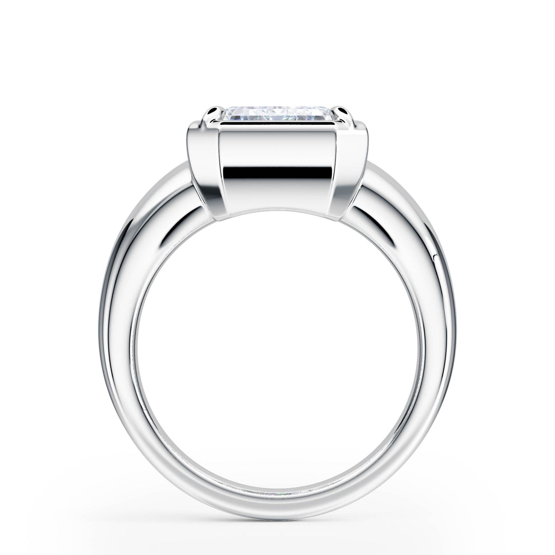 Chunky Emerald Diamond Engagement Ring - R1261 in Ring by 18 KARATS INC.