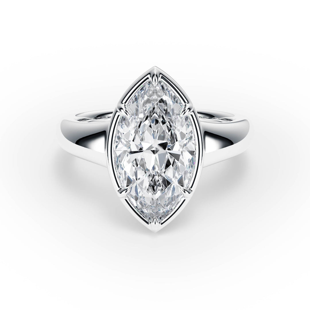 Chunky Marquise Diamond Engagement Ring - R1259 in Ring by 18 KARATS INC.