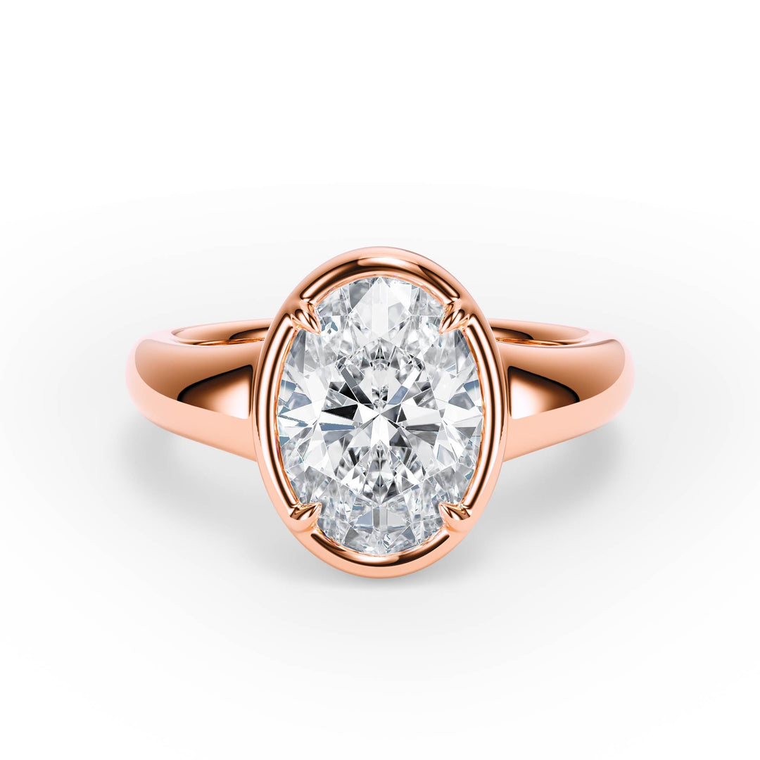 Chunky Oval Diamond Engagement Ring - R1022 in Ring by 18 KARATS INC.