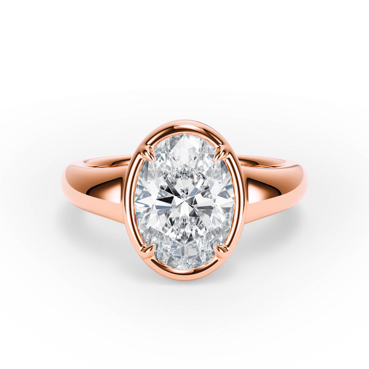 Chunky Oval Diamond Engagement Ring - R1022 in Ring by 18 KARATS INC.