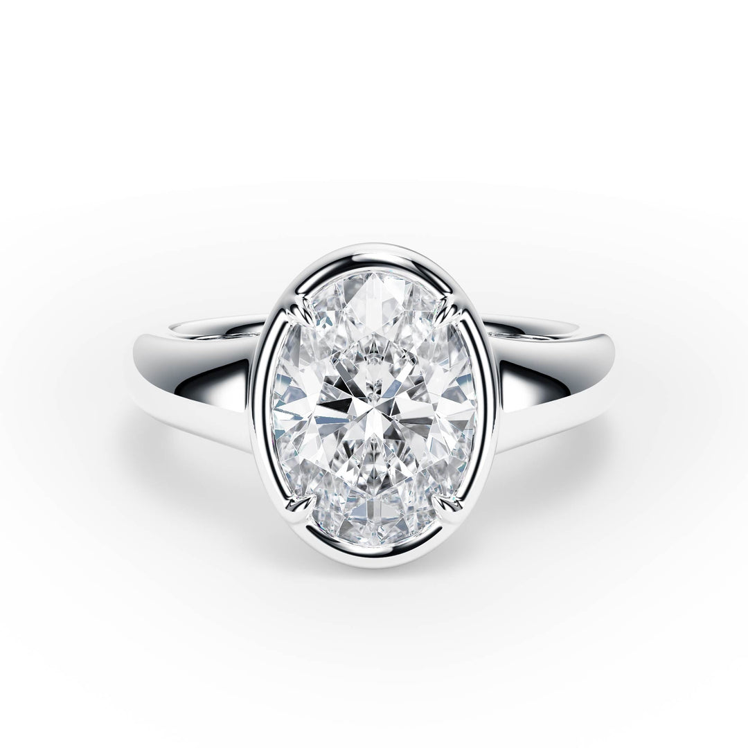 Chunky Oval Diamond Engagement Ring - R1022 in Ring by 18 KARATS INC.