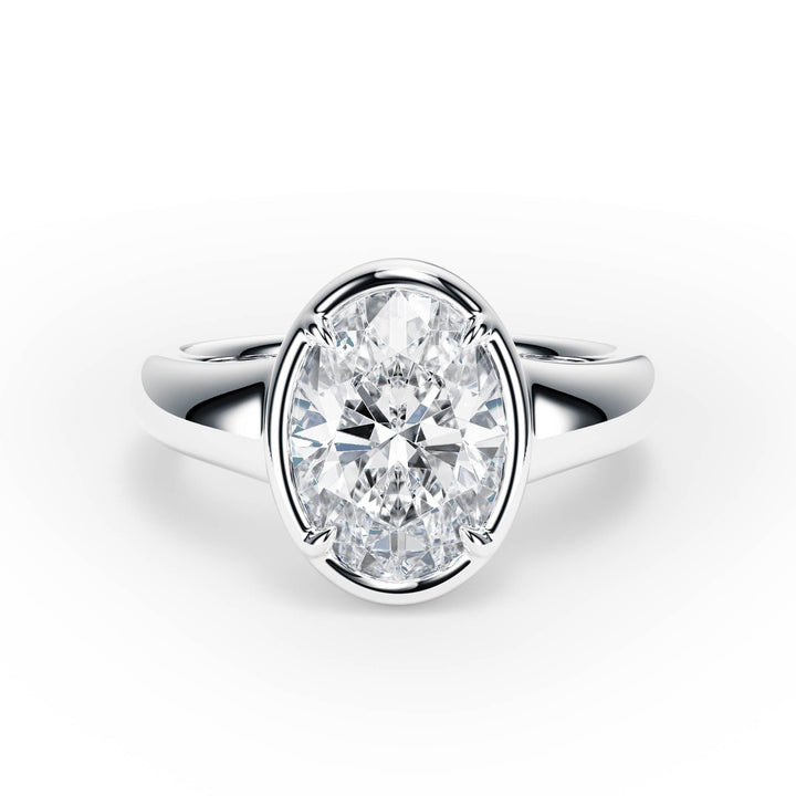 Chunky Oval Diamond Engagement Ring - R1022 in Ring by 18 KARATS INC.