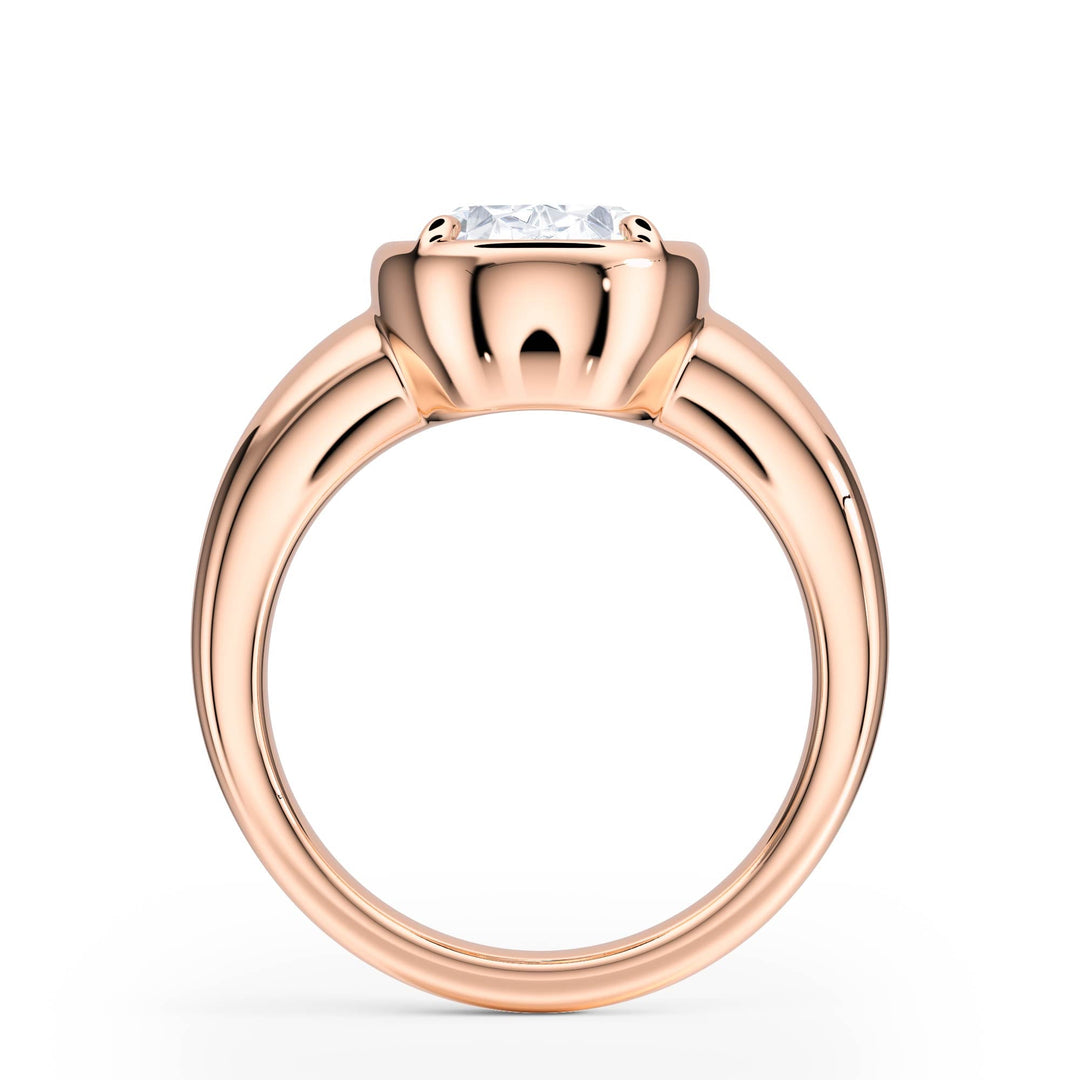 Chunky Oval Diamond Engagement Ring - R1022 in Ring by 18 KARATS INC.