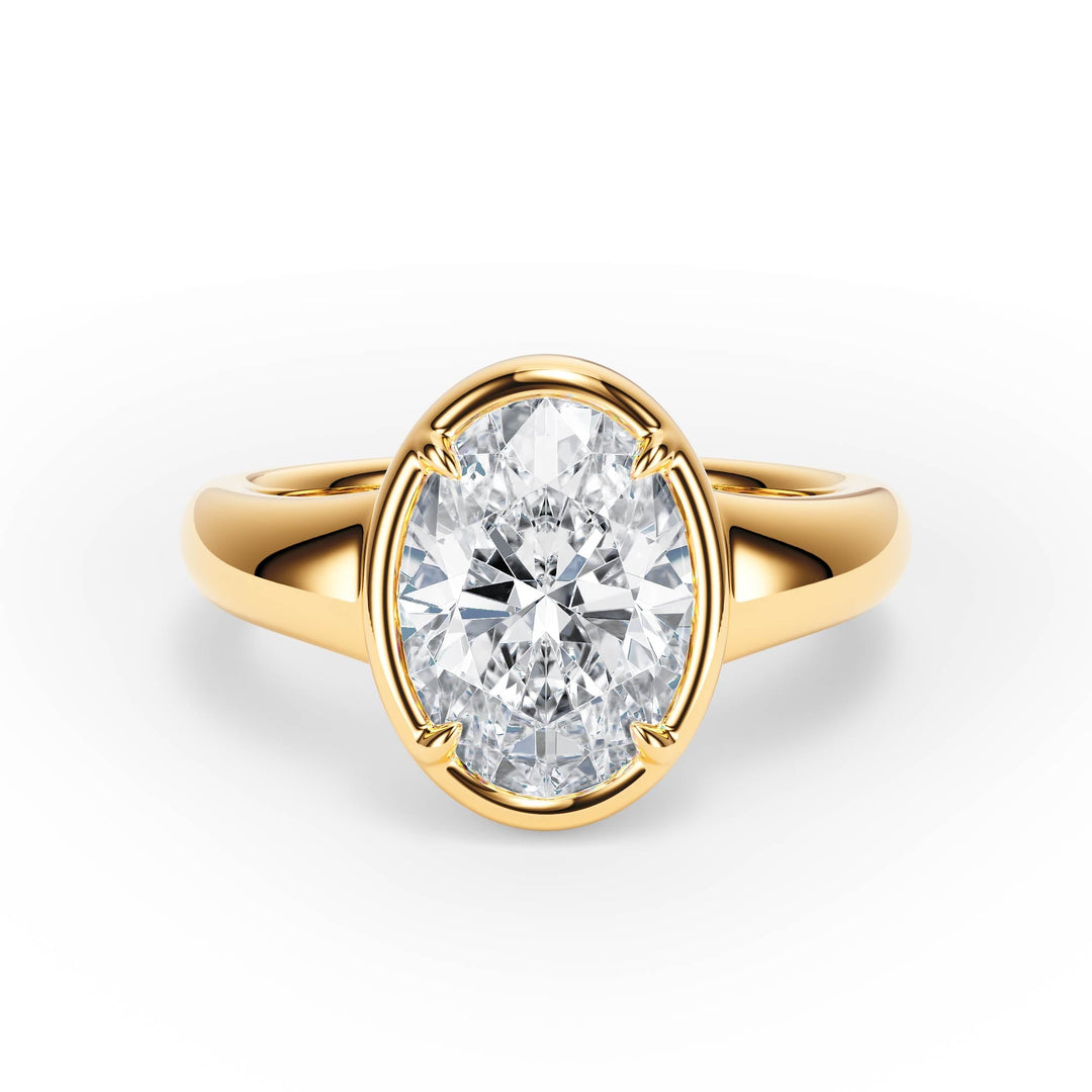 Chunky Oval Diamond Engagement Ring - R1022 in Ring by 18 KARATS INC.