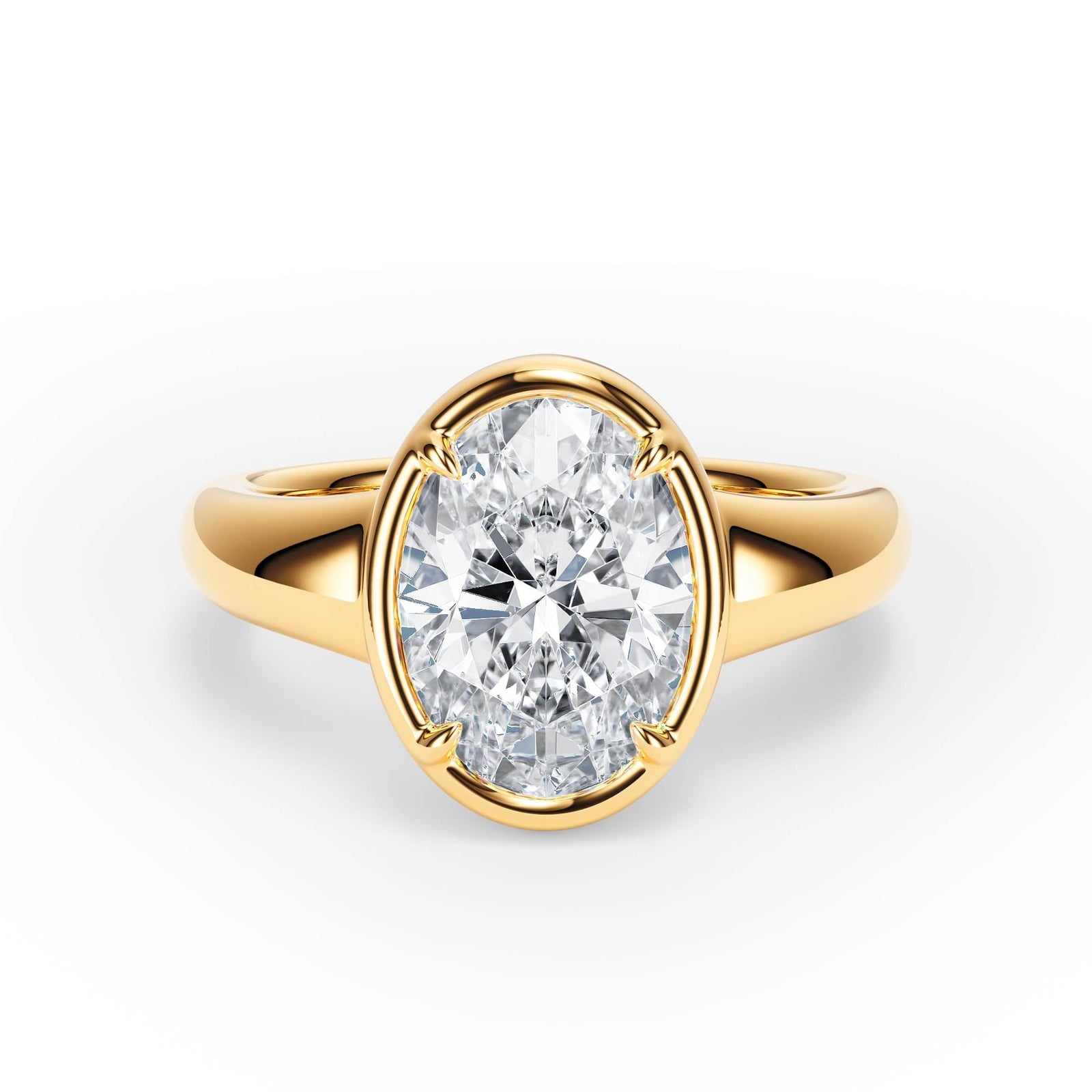 Chunky Oval Diamond Engagement Ring - R1022 in Ring by 18 KARATS INC.