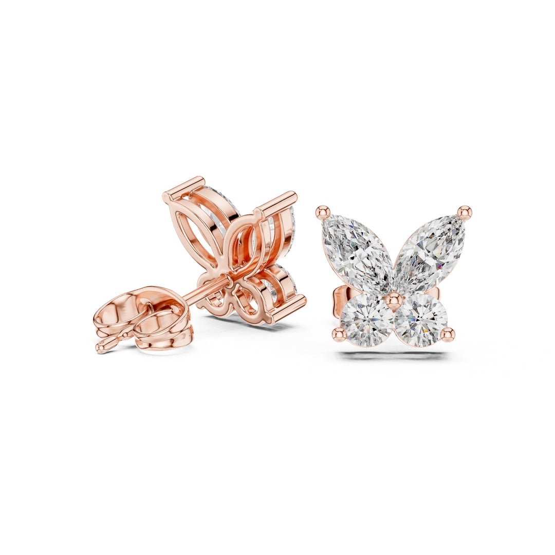 Classic Diamond Butterfly Stud Earrings - E1122 in Earrings by 18 KARATS INC.