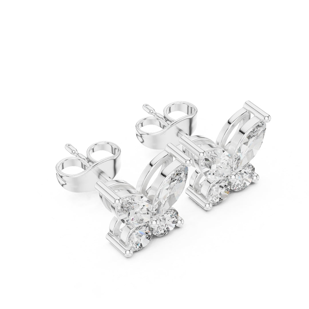 Classic Diamond Butterfly Stud Earrings - E1122 in Earrings by 18 KARATS INC.