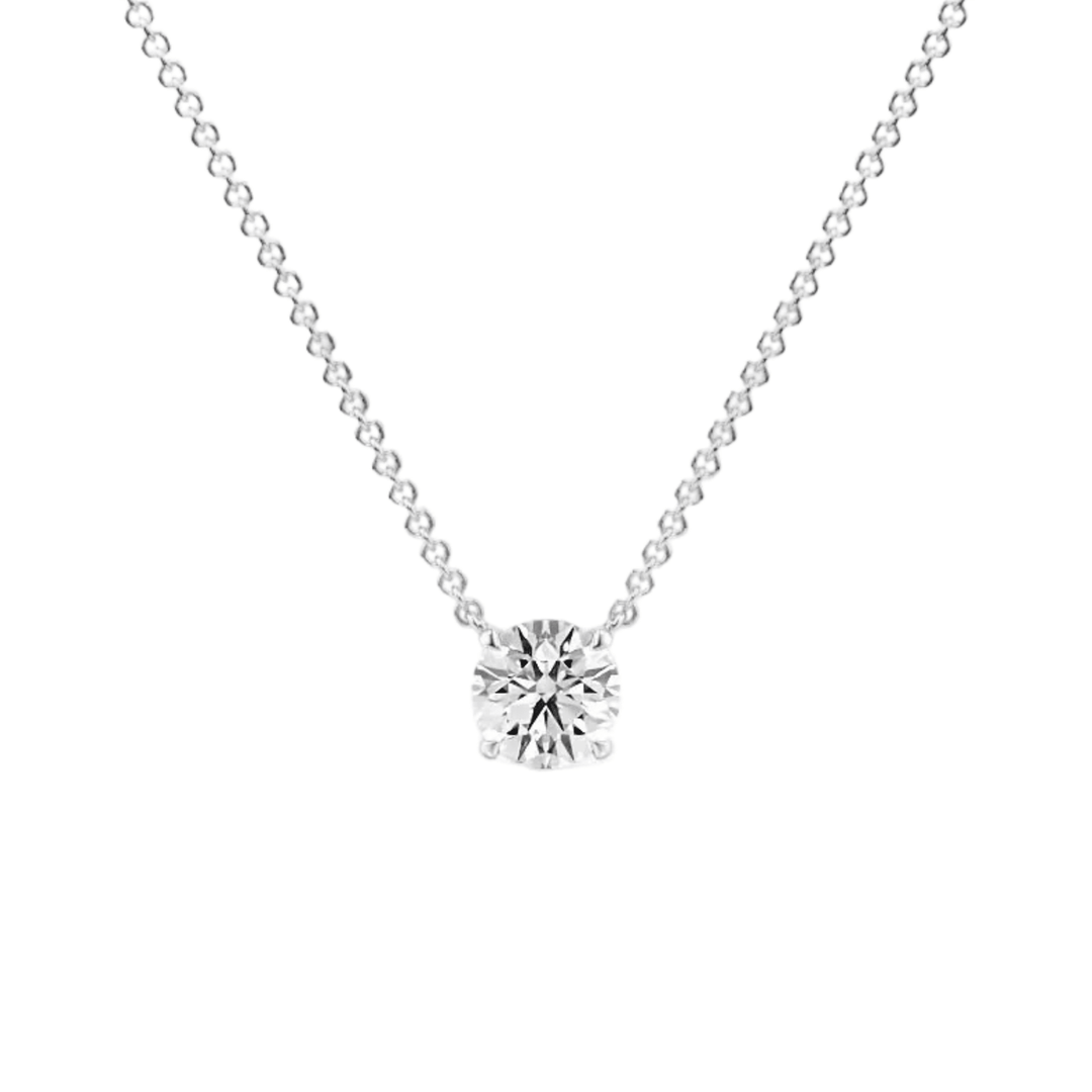 Classic Four - Prong Round Diamond Necklace - P1101 in Necklace by 18 KARATS INC.