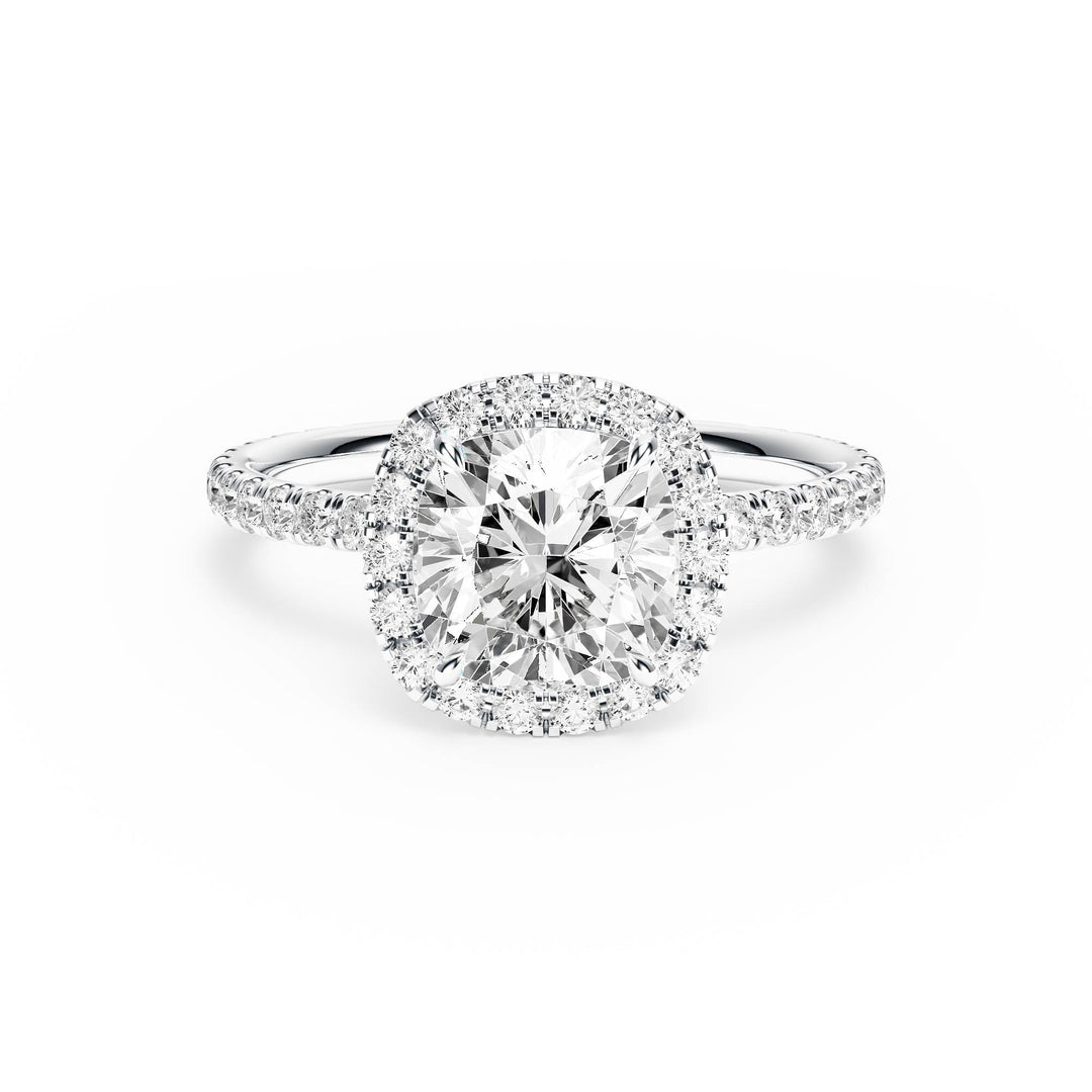 Classic Halo Cushion Pavé Diamond Engagement Ring - R1268 in Ring by 18 KARATS INC.