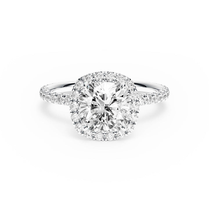 Classic Halo Cushion Pavé Diamond Engagement Ring - R1268 in Ring by 18 KARATS INC.