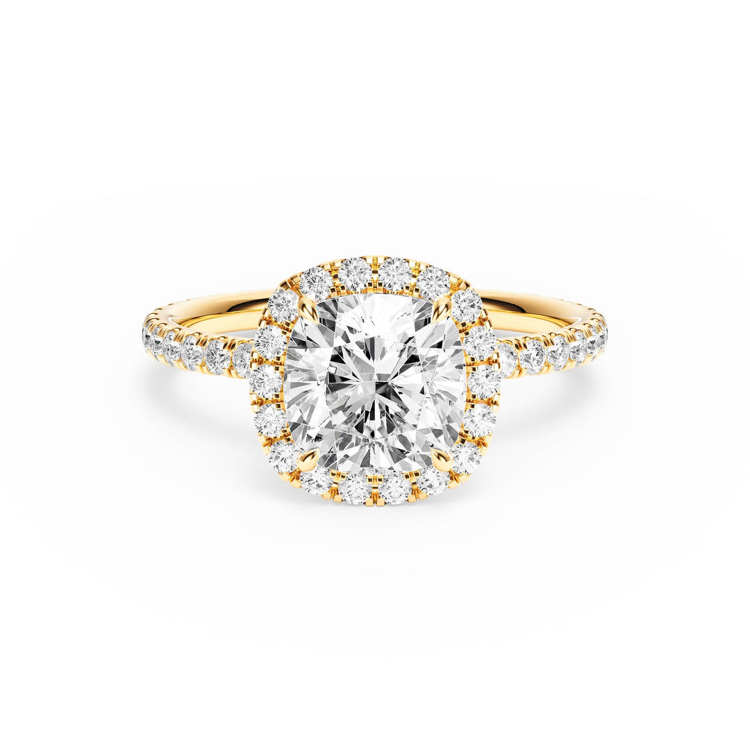 Classic Halo Cushion Pavé Diamond Engagement Ring - R1268 in Ring by 18 KARATS INC.