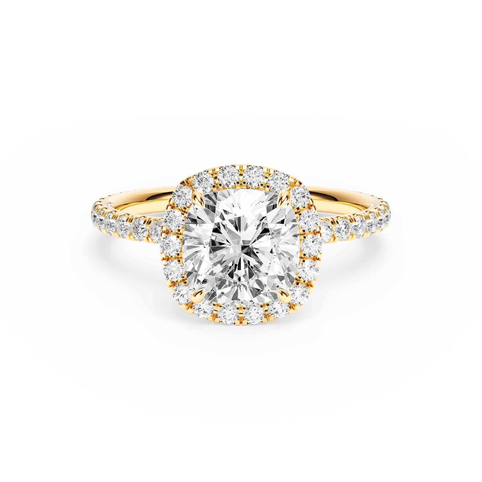 Classic Halo Cushion Pavé Diamond Engagement Ring - R1268 in Ring by 18 KARATS INC.