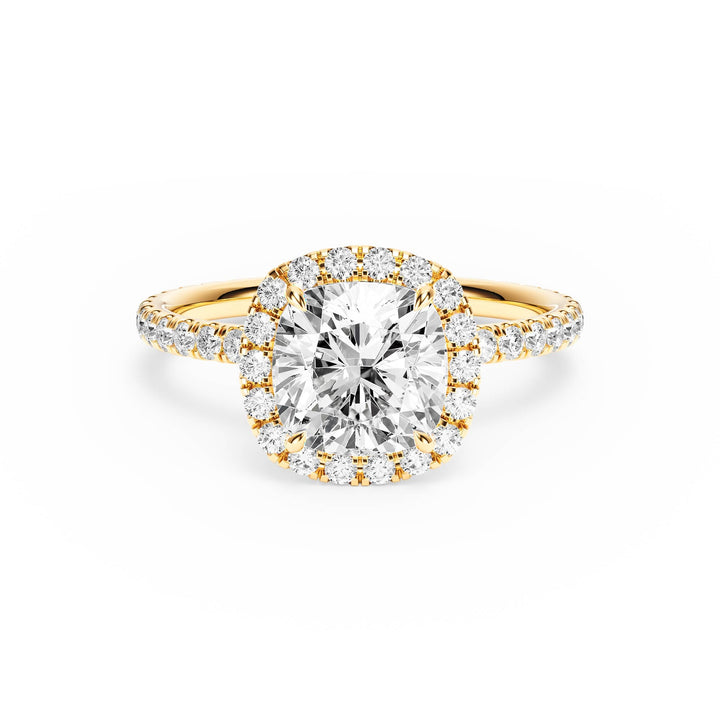 Classic Halo Cushion Pavé Diamond Engagement Ring - R1268 in Ring by 18 KARATS INC.