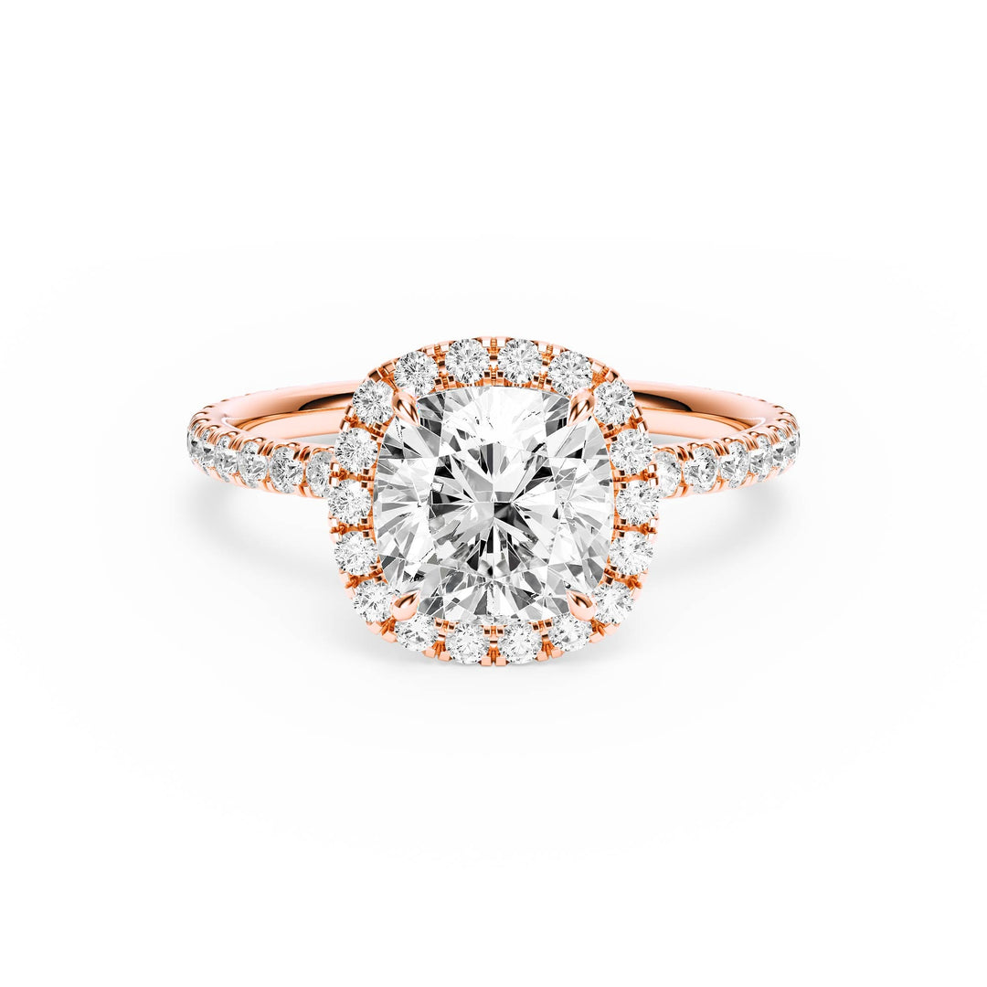 Classic Halo Cushion Pavé Diamond Engagement Ring - R1268 in Ring by 18 KARATS INC.