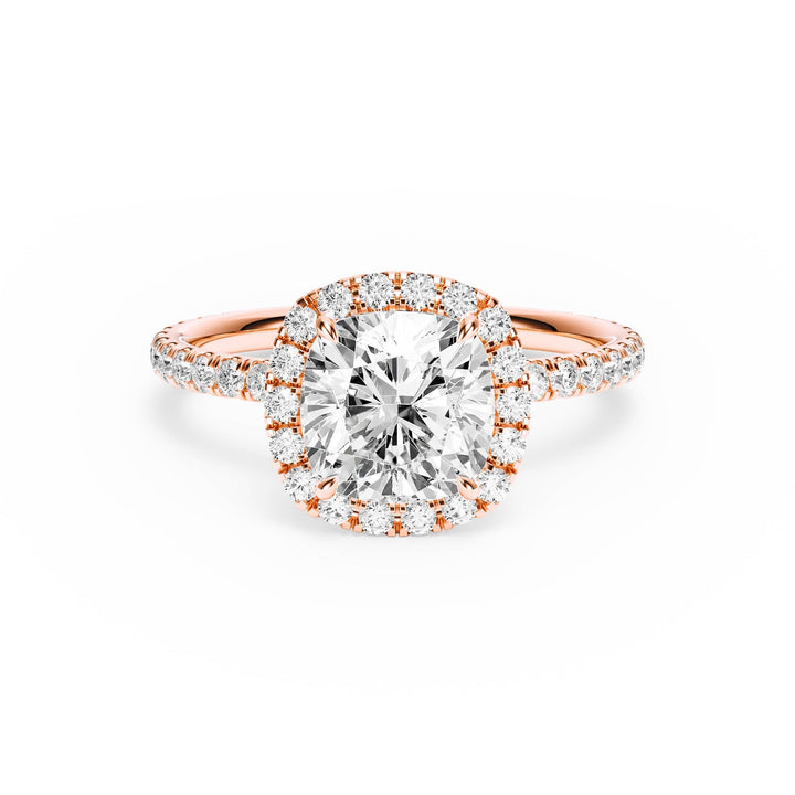 Classic Halo Cushion Pavé Diamond Engagement Ring - R1268 in Ring by 18 KARATS INC.