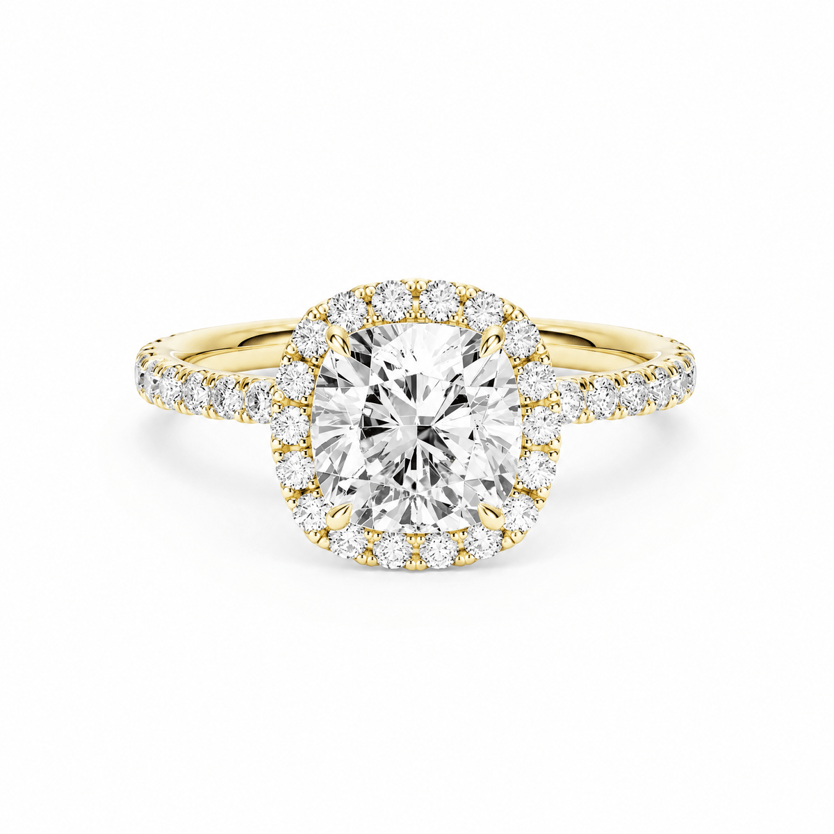Classic Halo Cushion Pavé Engagement Ring in Ring by 18 KARATS INC.