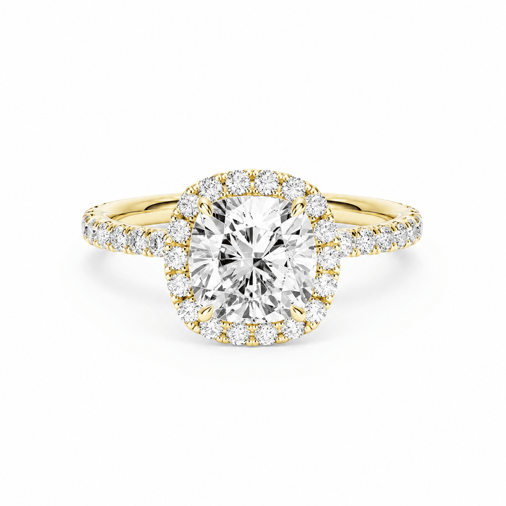 Classic Halo Cushion Pavé Engagement Ring in Ring by 18 KARATS INC.