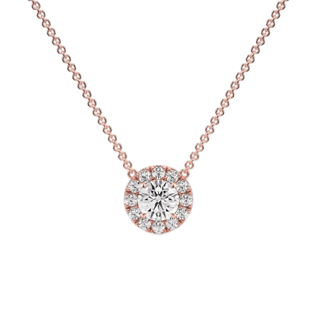 Classic Halo Diamond Pendant Necklace -  P1105 in Necklace by 18 KARATS INC.