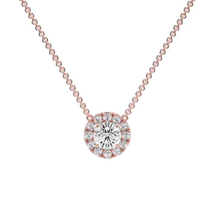Classic Halo Diamond Pendant Necklace -  P1105 in Necklace by 18 KARATS INC.