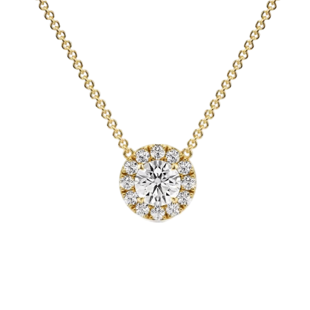Classic Halo Diamond Pendant Necklace -  P1105 in Necklace by 18 KARATS INC.