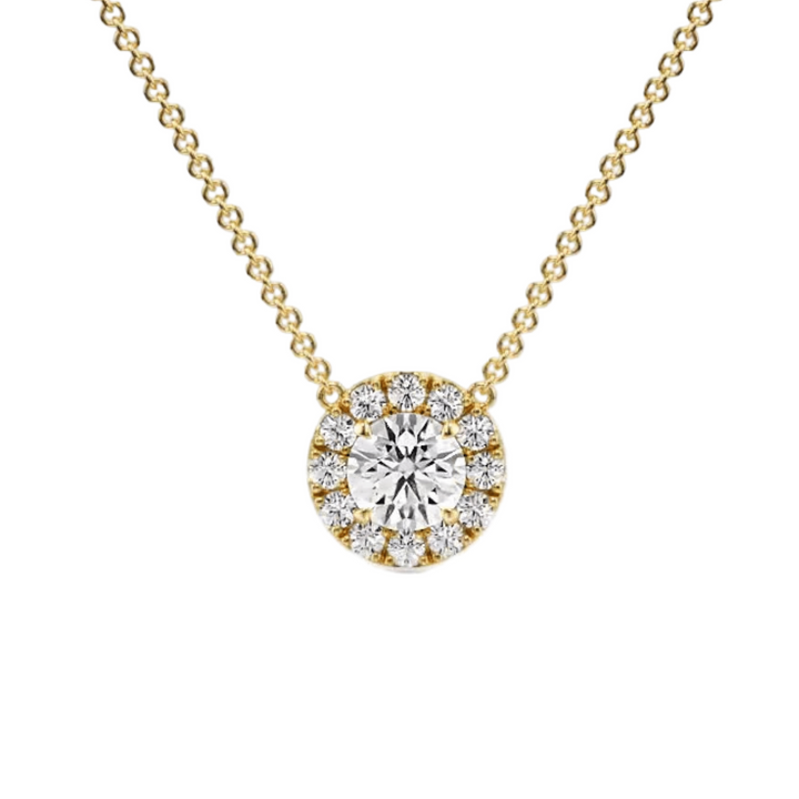 Classic Halo Diamond Pendant Necklace -  P1105 in Necklace by 18 KARATS INC.