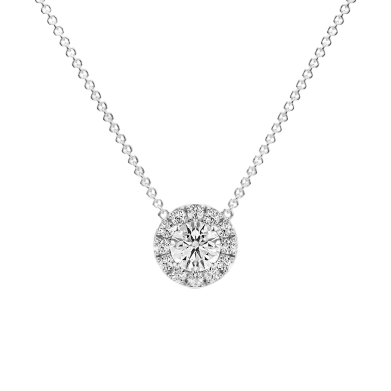 Classic Halo Diamond Pendant Necklace -  P1105 in Necklace by 18 KARATS INC.