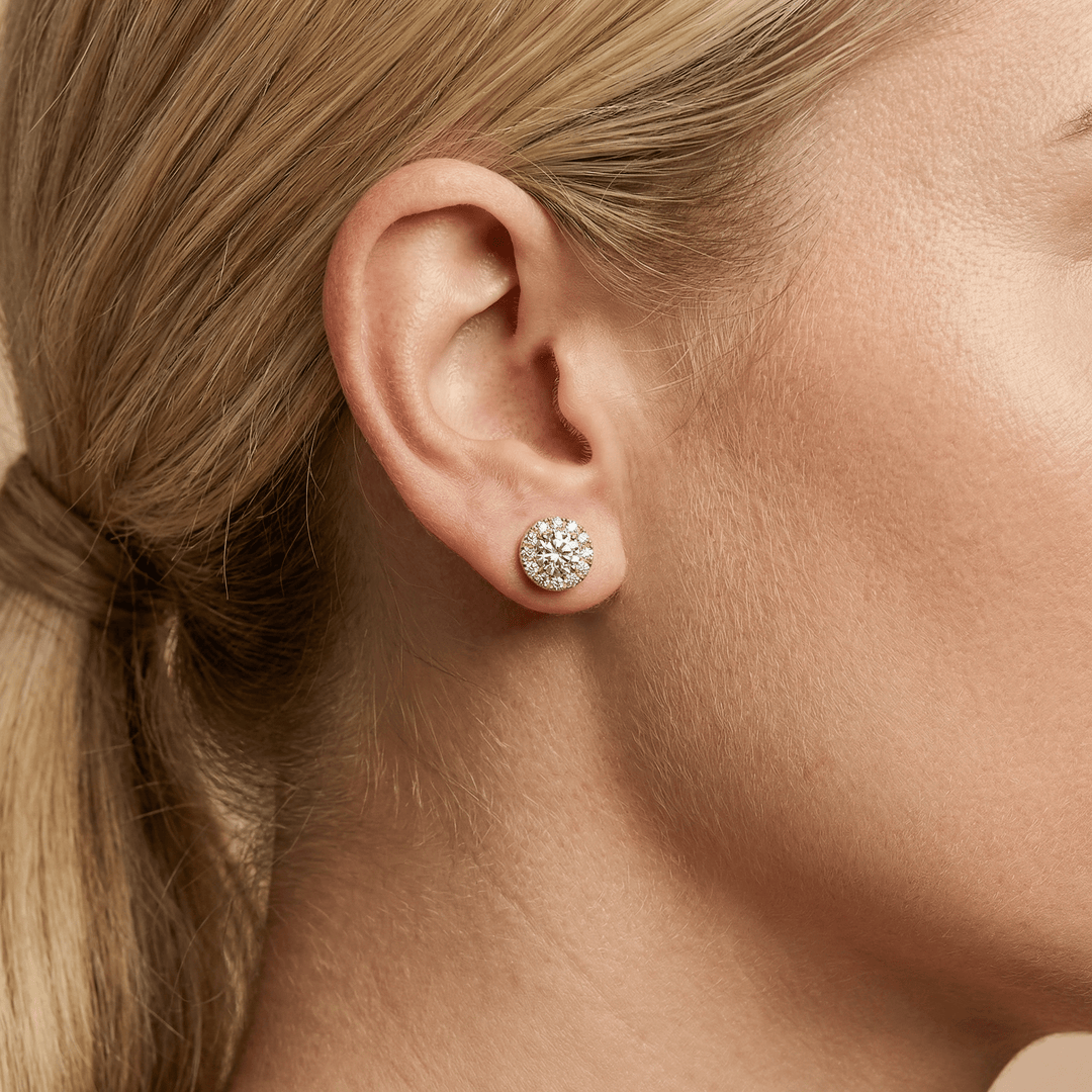 Classic Halo Diamond Stud Earrings - E1103 in Earrings by 18 KARATS INC.