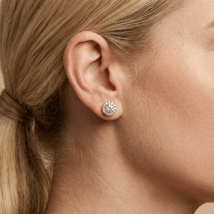 Classic Halo Diamond Stud Earrings - E1103 in Earrings by 18 KARATS INC.