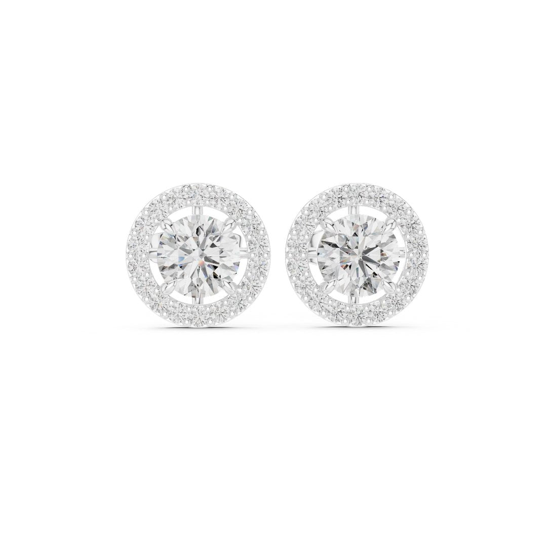 Classic Halo Diamond Stud Earrings - E1119 in Earrings by 18 KARATS INC.