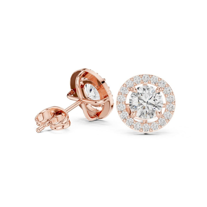 Classic Halo Diamond Stud Earrings - E1119 in Earrings by 18 KARATS INC.