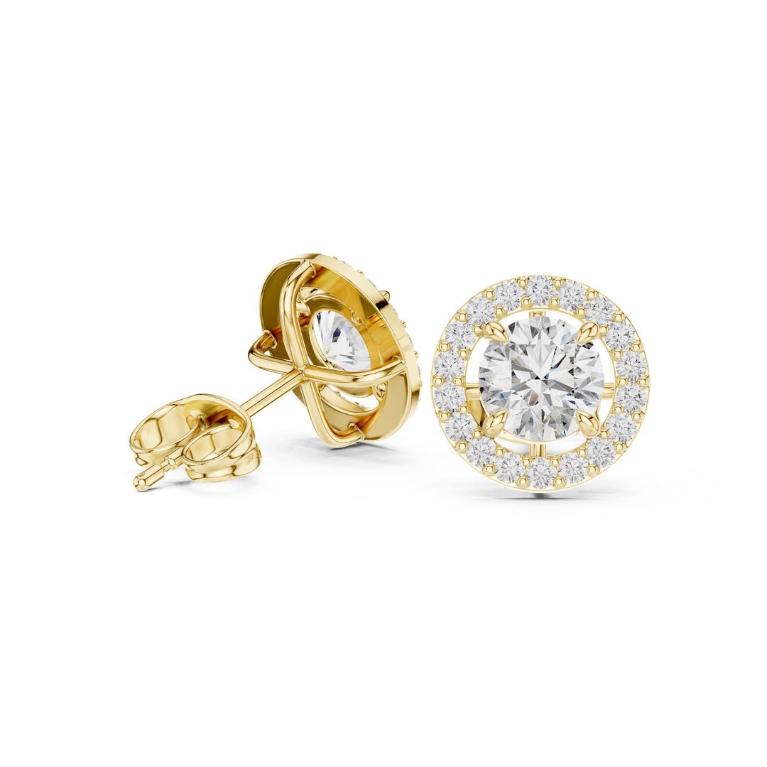 Classic Halo Diamond Stud Earrings - E1119 in Earrings by 18 KARATS INC.