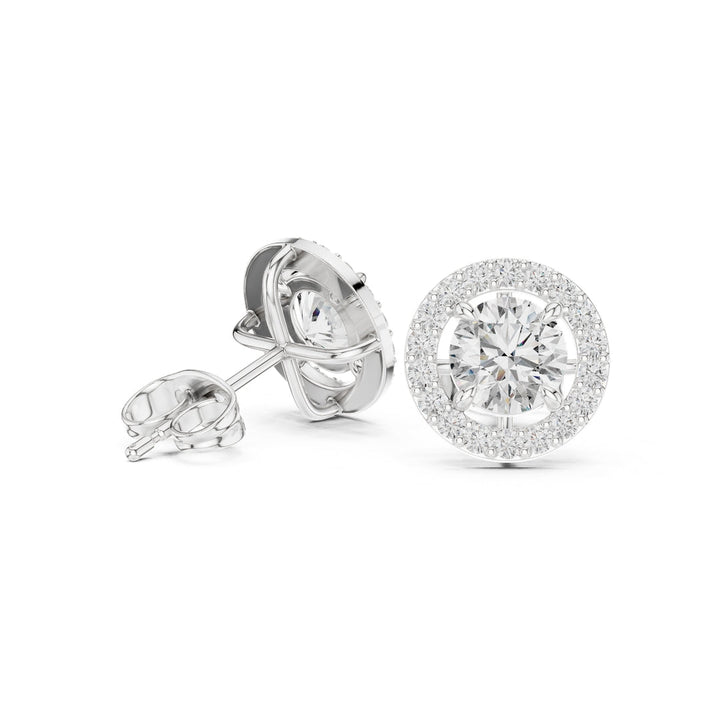 Classic Halo Diamond Stud Earrings - E1119 in Earrings by 18 KARATS INC.